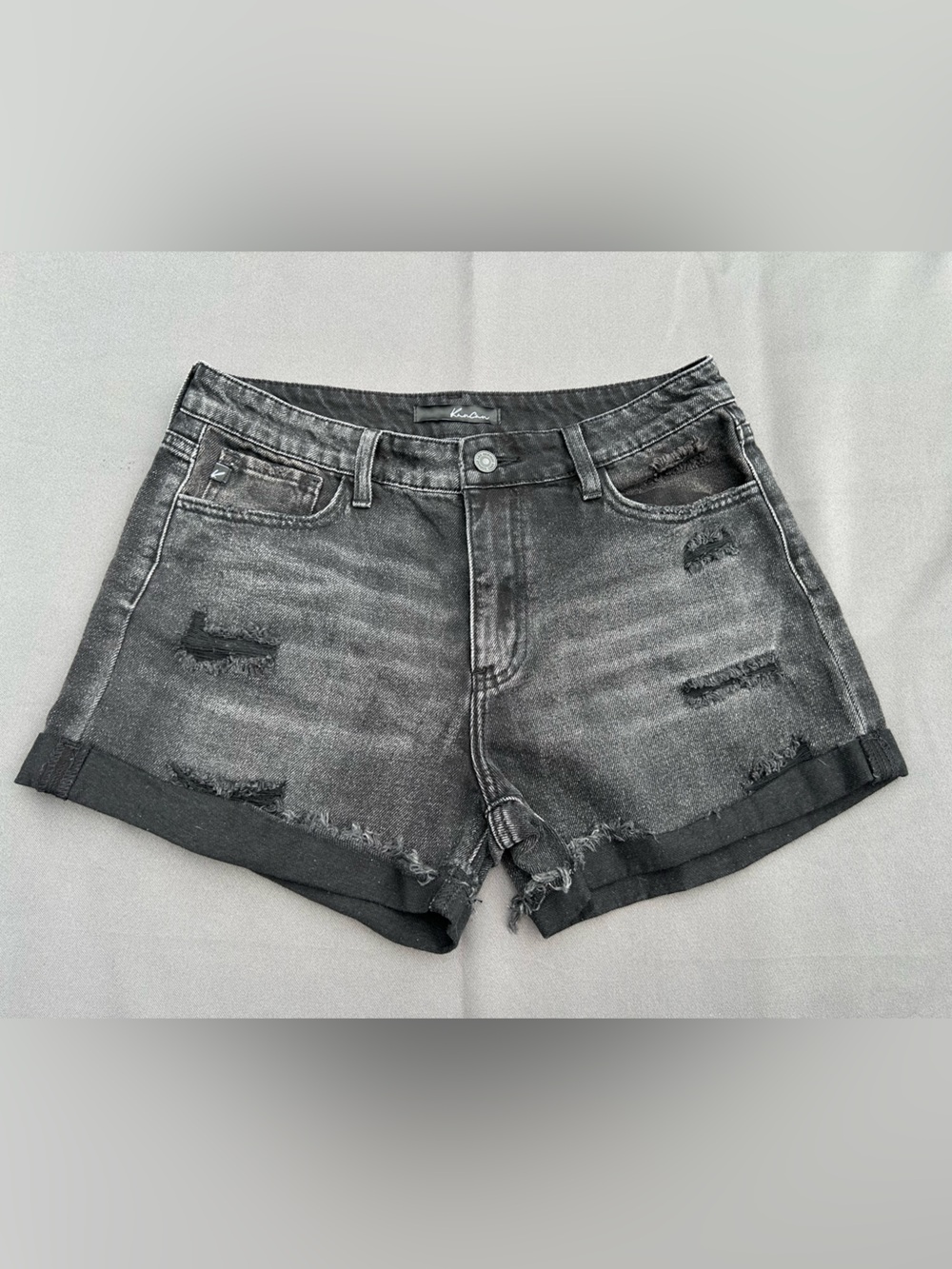 KanCan Distressed Black Denim Shorts